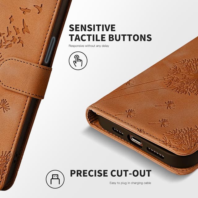 Thumbnail 6 de Rostsant Handyhülle für Samsung Galaxy A25 5G mit Kartenfächern und Magnetverschluss (Löwenzahn, Violett)