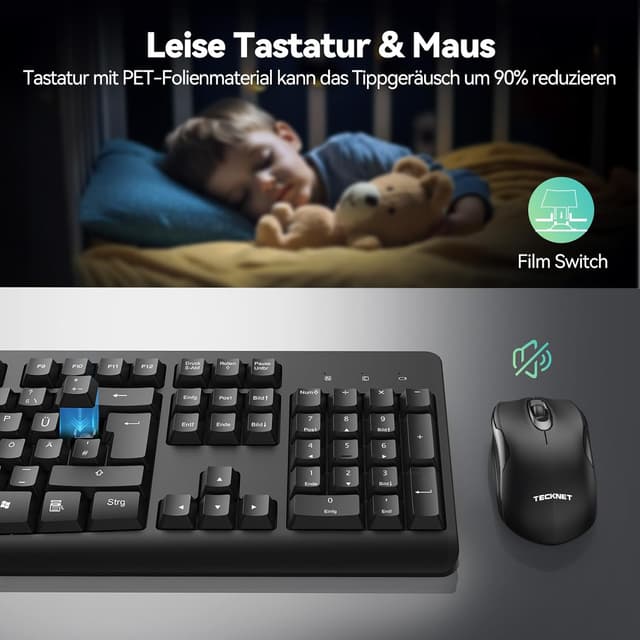 Thumbnail 5 de TECKNET Tastatur Maus Set Kabellos 2,4 GHz
