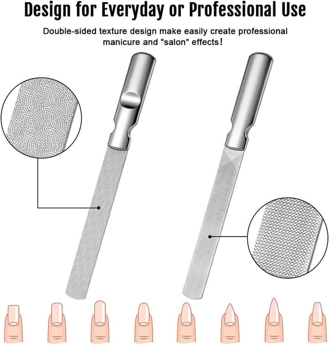 Detalle de AUYAO Kit per unghie incarnite ai piedi (2 pezzi) con lima in acciaio inox e scovolino riutilizzabile