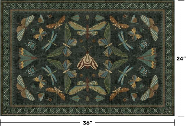 Thumbnail 1 de Hazo Haus 2x3 Entry Rug Dark Green for Indoor Use
