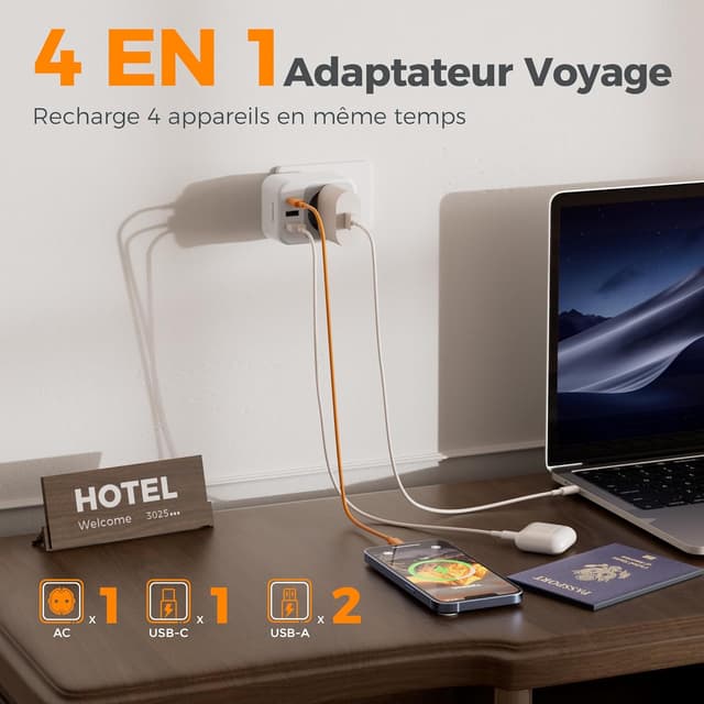 Thumbnail 2 de TESSAN Adaptateur Type L 2500 W 🇮🇹🔌