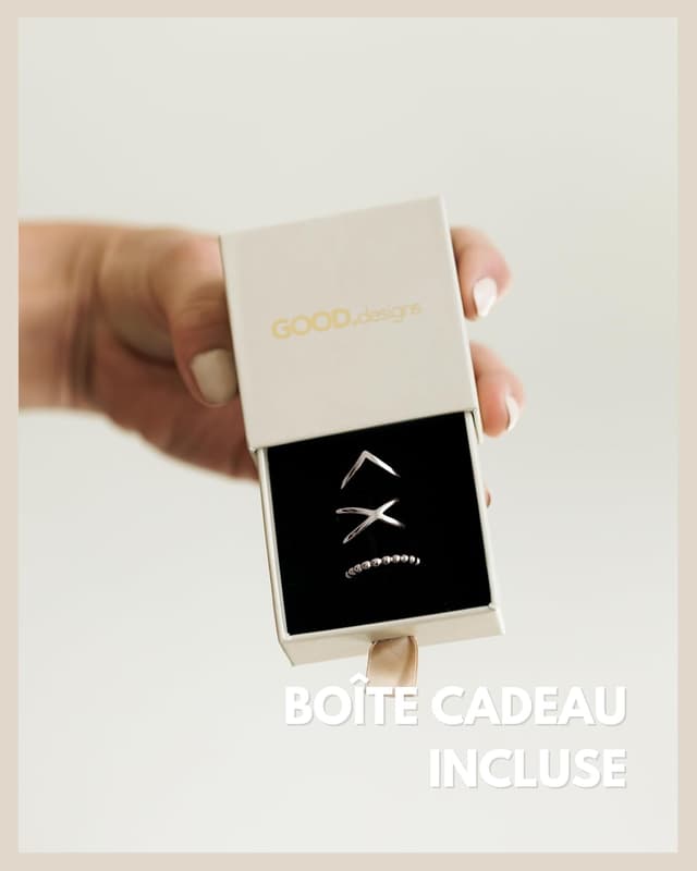 Detalle de GD GOOD.designs EST. 2015 : ensemble de bagues ajustables pour femmes en acier inoxydable (empilables) en argent, or 18K et or rose