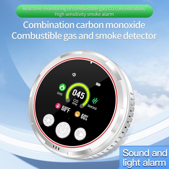 Detalle de Gedsffati HD13-CGS rilevatore combinato fumo, gas combustibile e monossido di carbonio (CO) con batteria e presa