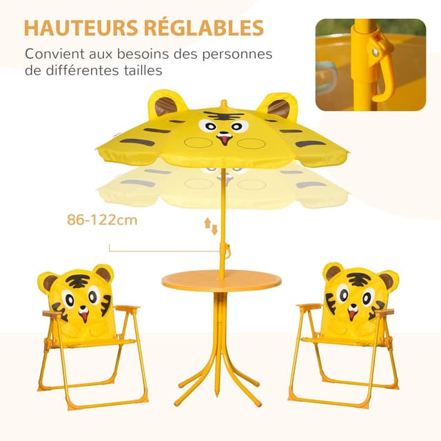 Detalle 2 de Outsunny Ensemble Salon Jardin Enfant Tigre