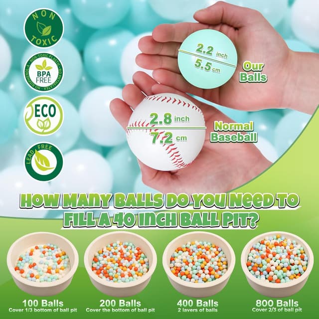 Detalle de GOGOSO Ball Pit Balls for Toddlers — BPA-Free Plastic Ball Pit Balls (2.15 in, Non-Toxic) Bulk Packs