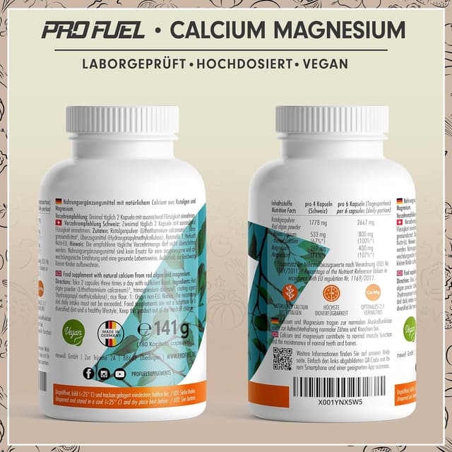 Thumbnail 5 de Calcium & Magnesium 180 Kapseln hochdosiert — 800 mg Calcium + 400 mg Magnesium 💊
