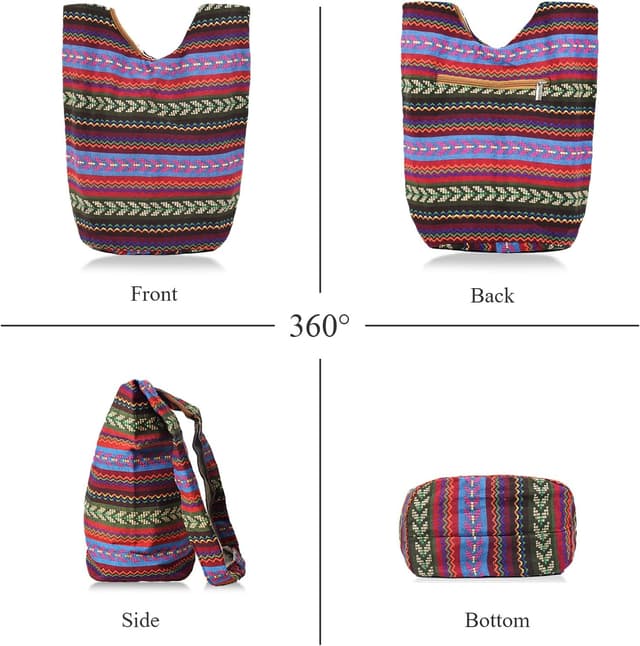 Detalle de ModaZeal Hippie Slouch Shoulder Bag – roomy boho crossbody for festivals, shopping & travel