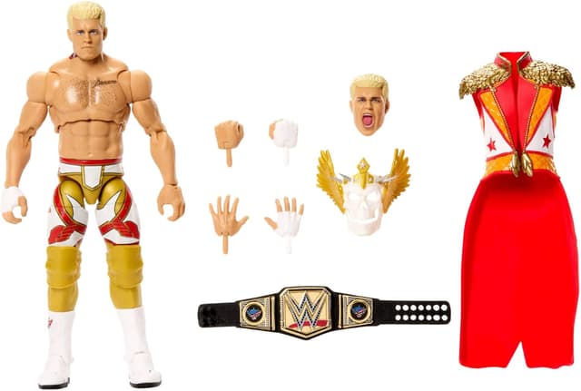 Detalle de Mattel WWE Ultimate Edition Action Figure Set (Cody Rhodes, 6-inch) with Swappable Heads & Hands, JHV89