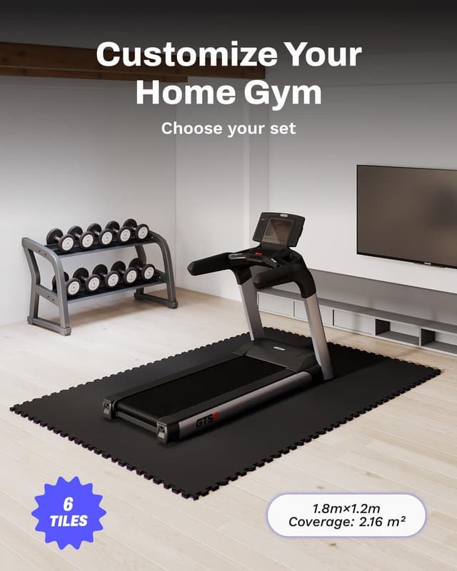 Detalle 2 de AIRHOP Active 0.56in Thick interlocking exercise equipment mats (24 sq ft, 6 tiles)