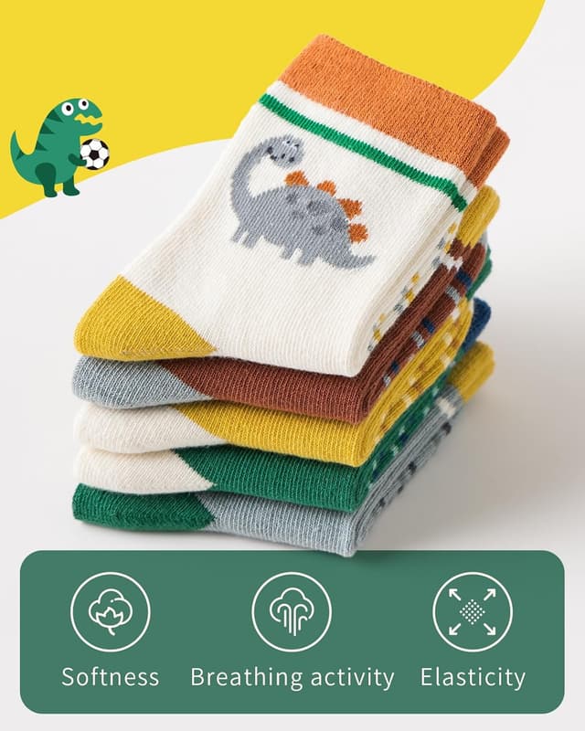 Detalle de Kyopp Lot de 10 chaussettes fun enfants 21-37 – coton, motifs animaux, unisexe