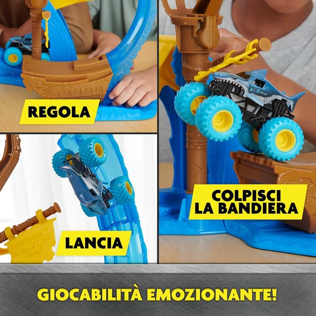 Detalle de Monster Jam set di gioco Megalodon Loop of Doom in scala 1:64