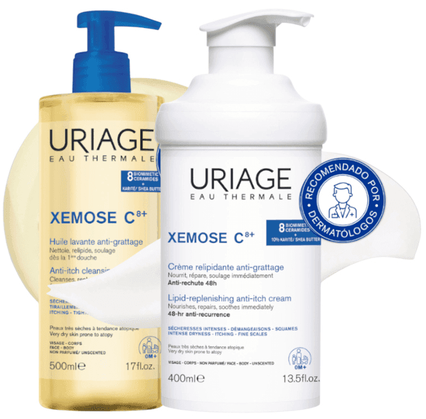 Detalle de Uriage Xemose C8+ pack crema relipidizante anti-picor 400 ml y aceite de ducha 500 ml