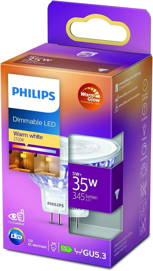 Thumbnail 3 de Philips Bombilla LED Spot GU5.3 35W 🌟 Atenuable Blanco Cálido