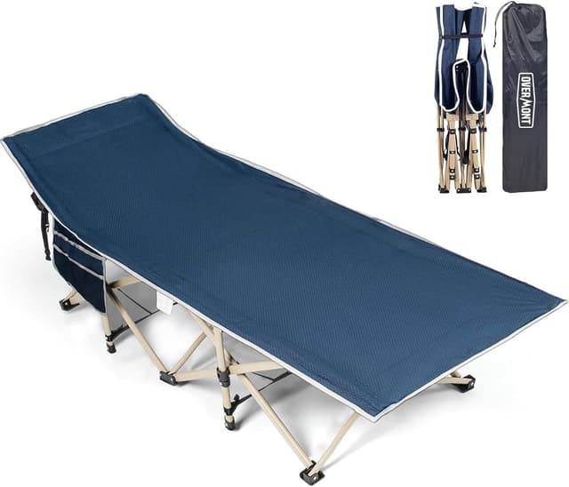 Detalle de OVERMONT Oversized Folding Camping Bed (Adults) – 75 × 28" extra wide, 2400D Oxford, 550lbs capacity