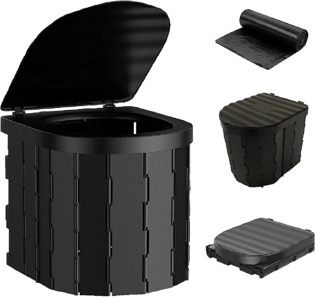 Detalle de HoneTeek Camping Toilet with Lid for Adults – Foldable Portable Travel Potty with U-Shape Design