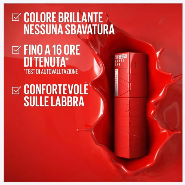 Detalle de Maybelline New York Superstay Vinyl Ink 20 COY – tinta labbra a lunga tenuta con effetto vinilico fino a 16H