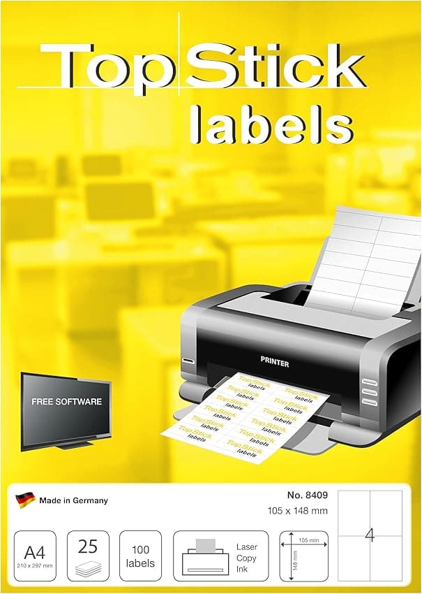 Thumbnail 2 de TopStick 8409 Etiquetas universales A4 105×148 mm, 25 hojas 📄