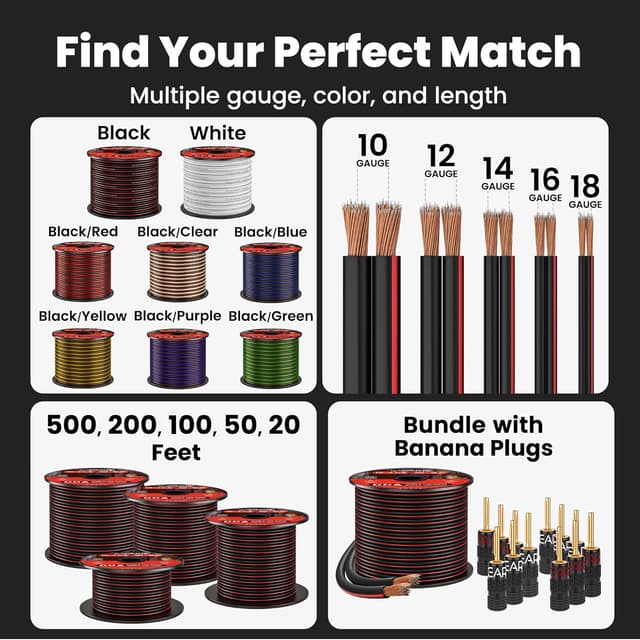 Thumbnail 6 de GEARit 14 Gauge Speaker Wire (100ft) with Foot Markers & Polarity Markings