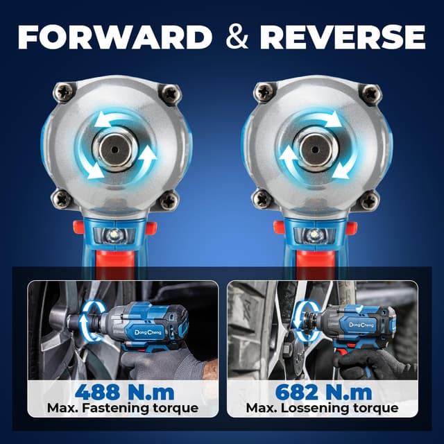 Detalle 2 de Dong Cheng 20V Brushless Impact Wrench (Max 488Nm / 360 ft-lbs) with 3-Speed Control – 1/2 inch Kit