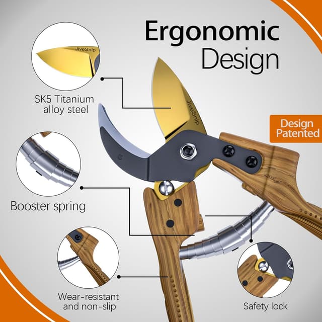 Thumbnail 1 de JiveSnip Gardening Scissors Sécateur titane Manche bois