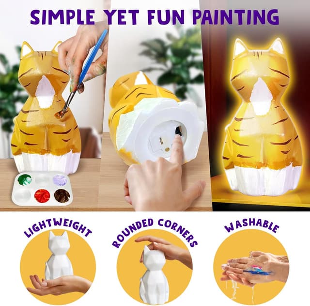 Detalle 2 de Goodyking Paint Your Own Cat Lamp Kit for Kids ๐จ๐ช