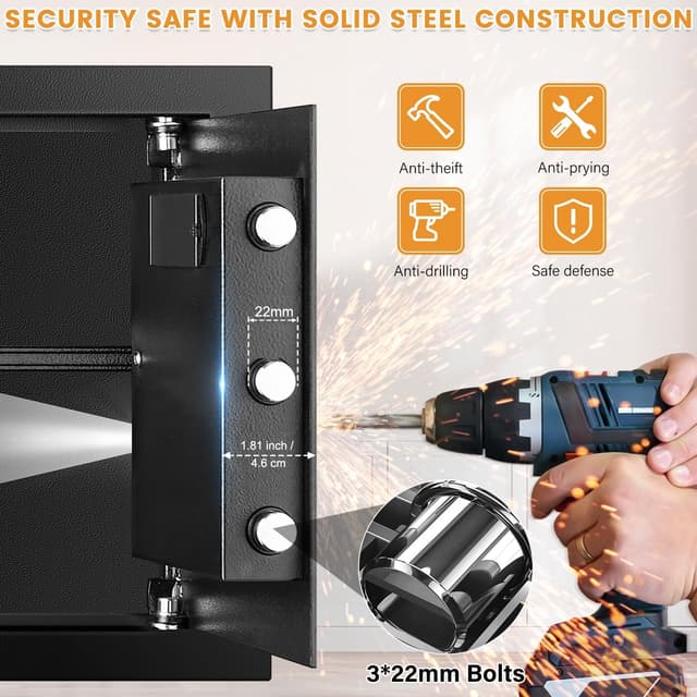 Thumbnail 6 de Mejasg Safe Tresor Feuerfest 45L mit Feuerfestem, Wasserdichtem Dokumentenbeutel