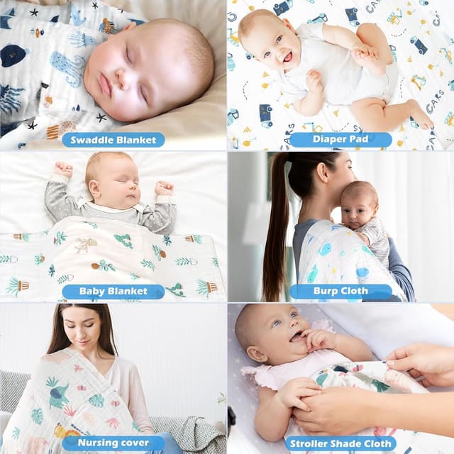 Thumbnail 6 de Maliton 6-Pack Muslin Burp Cloths (100% Cotton) – 70x70cm Muslin Squares for Newborns