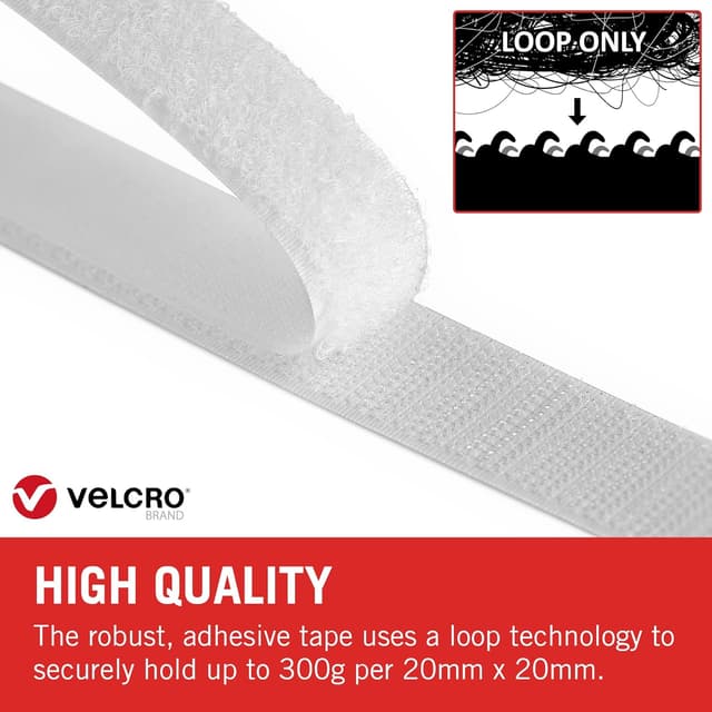 Thumbnail 1 de VELCRO Brand Cinta bucle adhesive 20mm x 10m Blanco