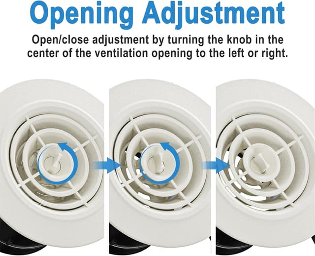 Detalle 2 de Hon&Guan griglia di ventilazione rotonda 75 mm regolabile, in ABS bianco (2 pezzi)