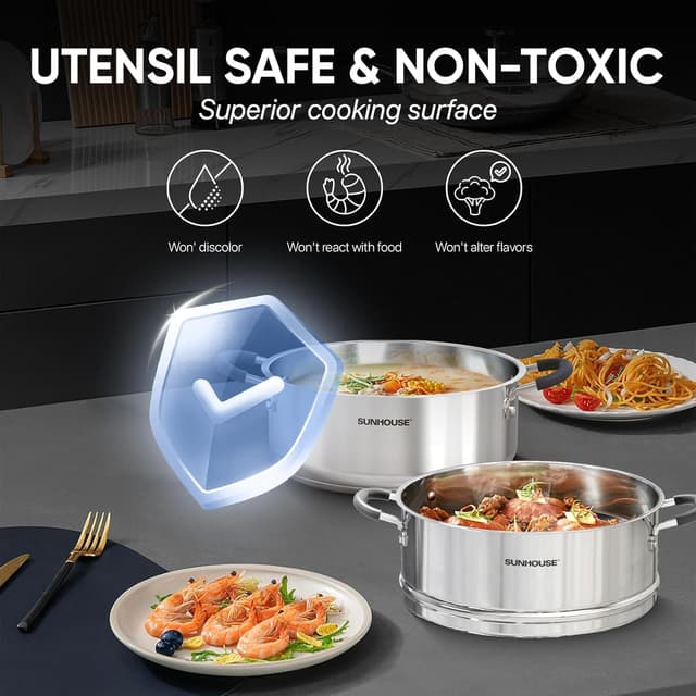 Detalle 2 de SUNHOUSE 4.6 Quart Steamer Pots