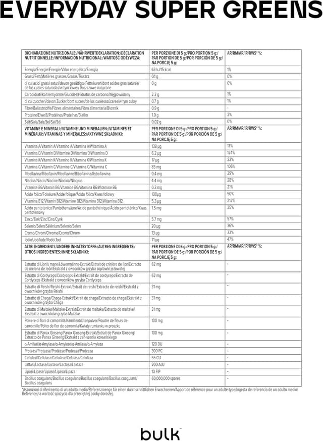 Thumbnail 6 de Bulk Everyday Super Greens Poudre 30 portions đ”