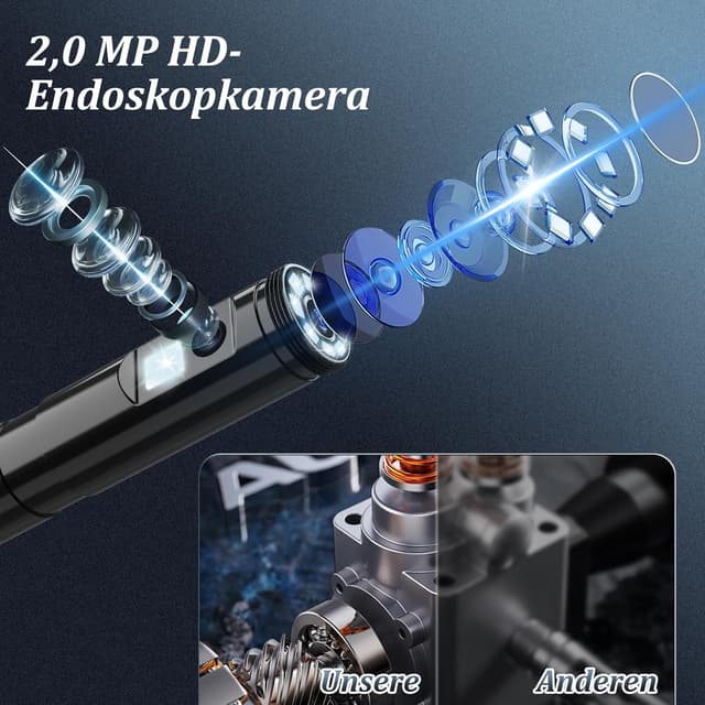 Detalle 2 de Endoskopkamera mit Licht 1920P HD-Rohrkamera 10m Kabel