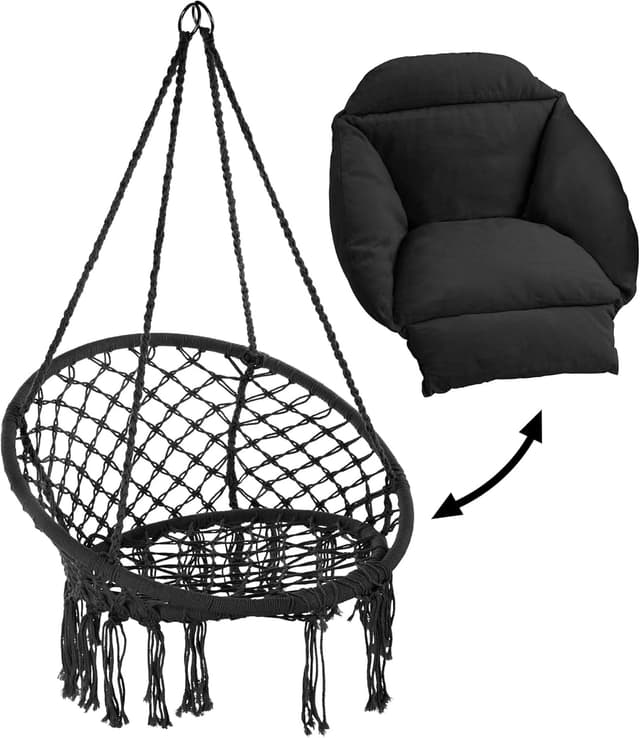 Thumbnail 2 de tectake Columpio Jardín Exterior silla colgante negro
