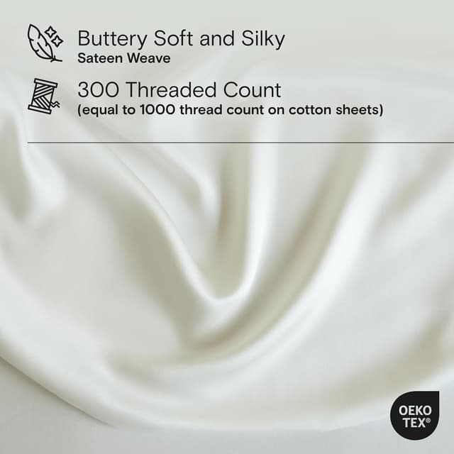 Detalle de DOZ Viscose from Bamboo Duvet Cover Set (1 Duvet Cover + 2 Pillowcases) — King/Cal King, Ivory