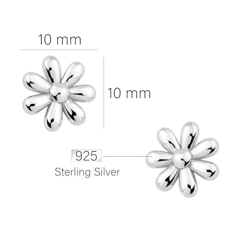 Detalle de Sofia Milani E0053: pendientes de botón de flor en plata de ley 925