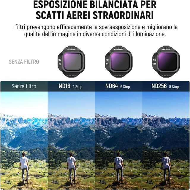 Detalle de Set filtri NEEWER ND + CPL per DJI Mini 5 Pro (ND16/ND64/ND256 e CPL) da 4 pezzi