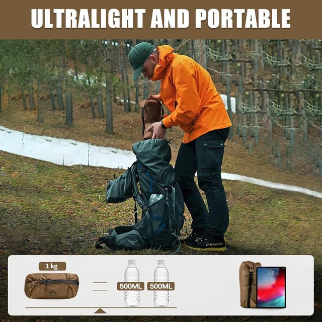 Detalle de Night Cat 1 Mann Ultraleicht-Zelt (wasserdicht) – kleines Packmaß für Trekking, Camping & Radtour