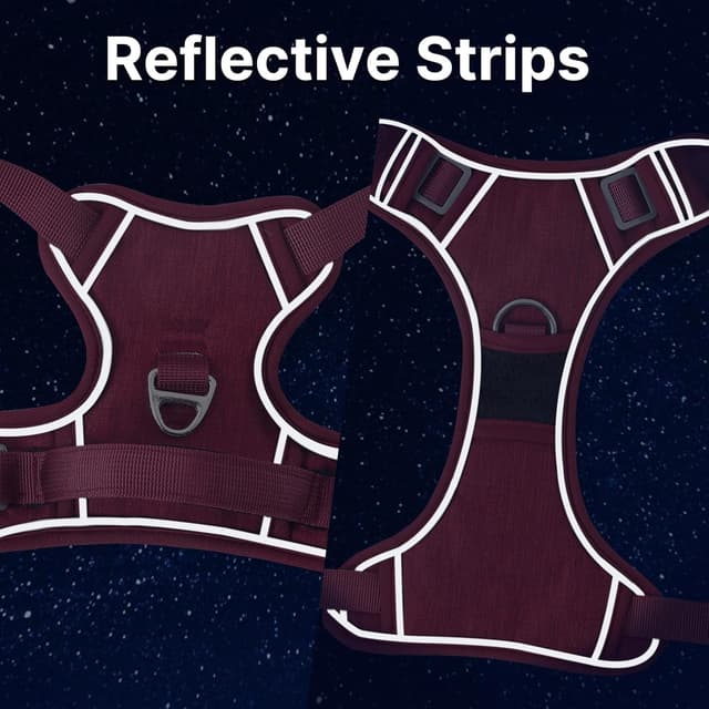 Detalle 2 de Belababy Large Dog Harness (Anti-Pull) with Soft Padded Handle, Reflective Strips, Red XL