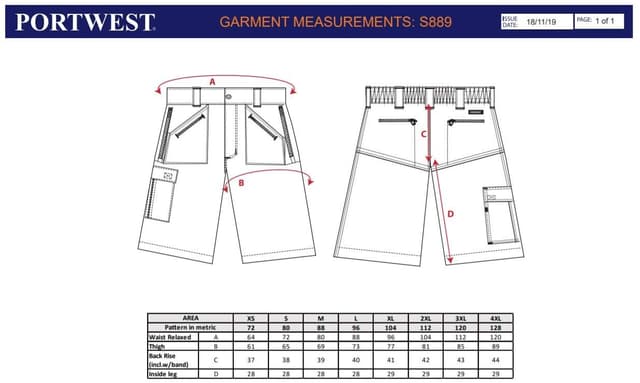 Thumbnail 2 de Portwest S889 Pantaloncini da Lavoro 4XL