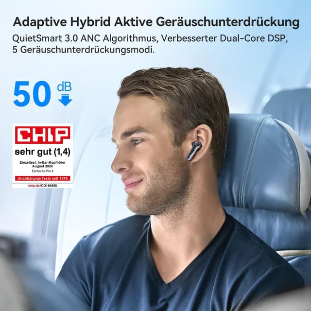 Detalle 2 de EarFun Air Pro 4 In-Ear Kopfhörer, 52 h Akkulaufzeit