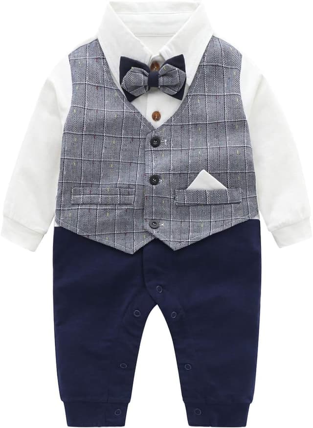 Imagen de famuka Baby Romper Tuxedo Suit 3-18 months en OfertitasTOP