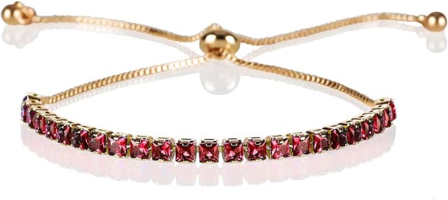 Detalle de Bracelet ZAVANA rouge plaqué or ajustable avec oxydes de zirconium
