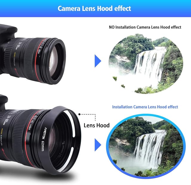 Thumbnail 6 de AMOTOK 62mm Camera Lens Hood for All Brands