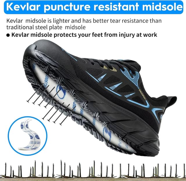 Detalle de Scarpe Antinfortunistiche ISOOUS da Uomo leggere con punta in acciaio antiscivolo (blu)