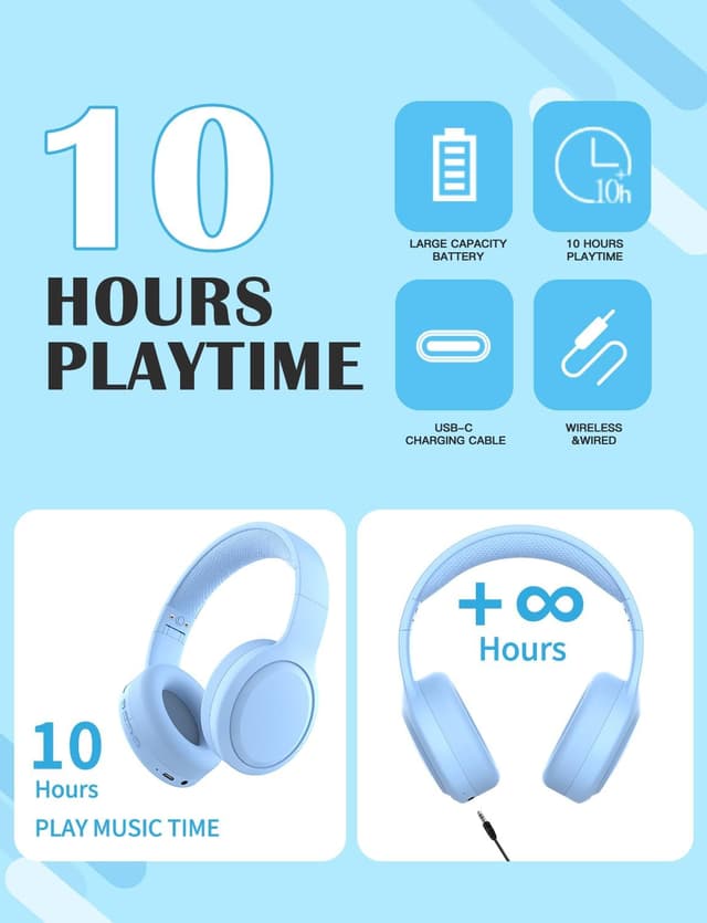 Detalle de YOYOTUNE Kids Bluetooth Headphones Bluetooth 5.1