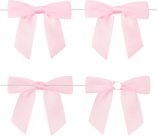 Detalle de jijAcraft Rosa kleine Schleifen mit Draht und Selbstklebepunkt (9×8,5 cm) – 24 Stück Satin-Dekoschleifen fürs Basteln