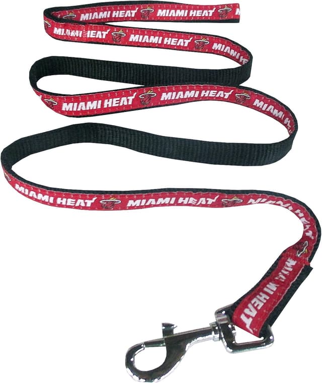 Detalle de NBA Miami Heat Heavy-Duty Dog Leash (Size Small) with Metal Swivel Buckle