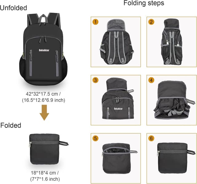 Detalle de Bekahizar 20L Ultra Lightweight Foldable Hiking Backpack
