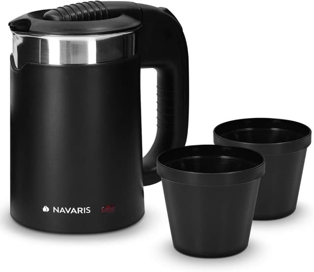 Detalle 1 de Navaris Travel Kettle Electric (0.5 L) – Small Dual-Wall Travel Kettle with Boil-Dry Protection