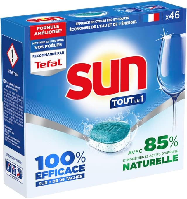 Detalle 2 de Sun Tout en 1 pastilles lave-vaisselle 46 tablettes